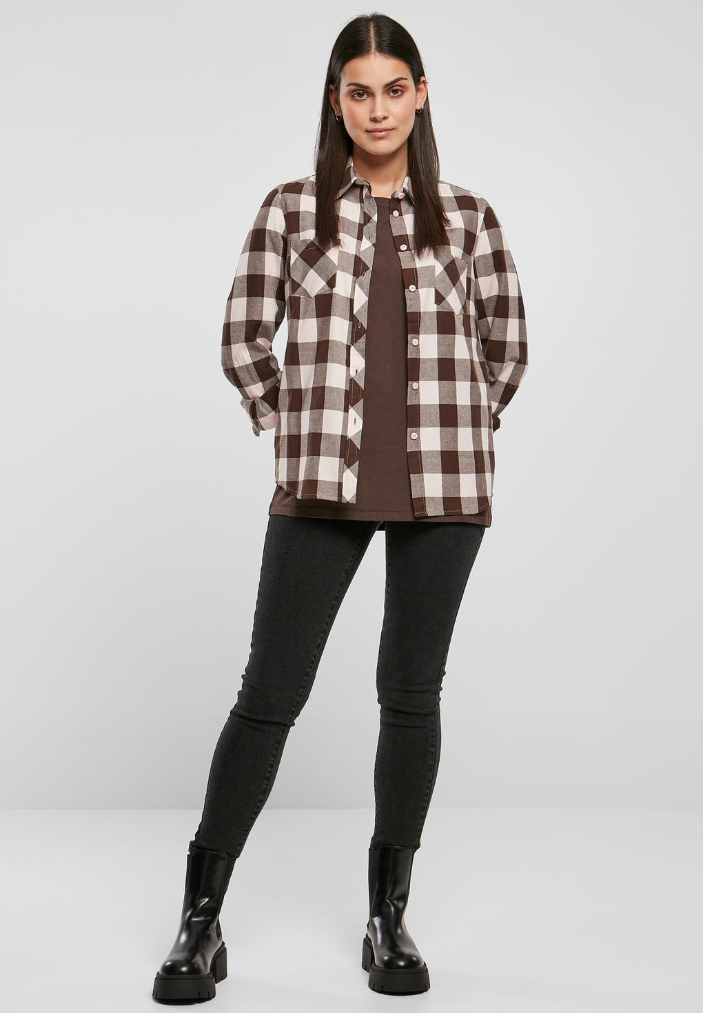 Urban Classics Ladies Turn up Checked Flanell Shirt