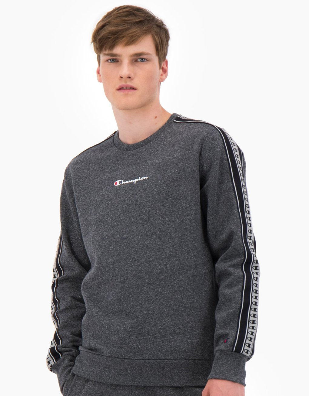 Champion Stripe C Logo Tape Cotton Terry Sweatshirt Levere