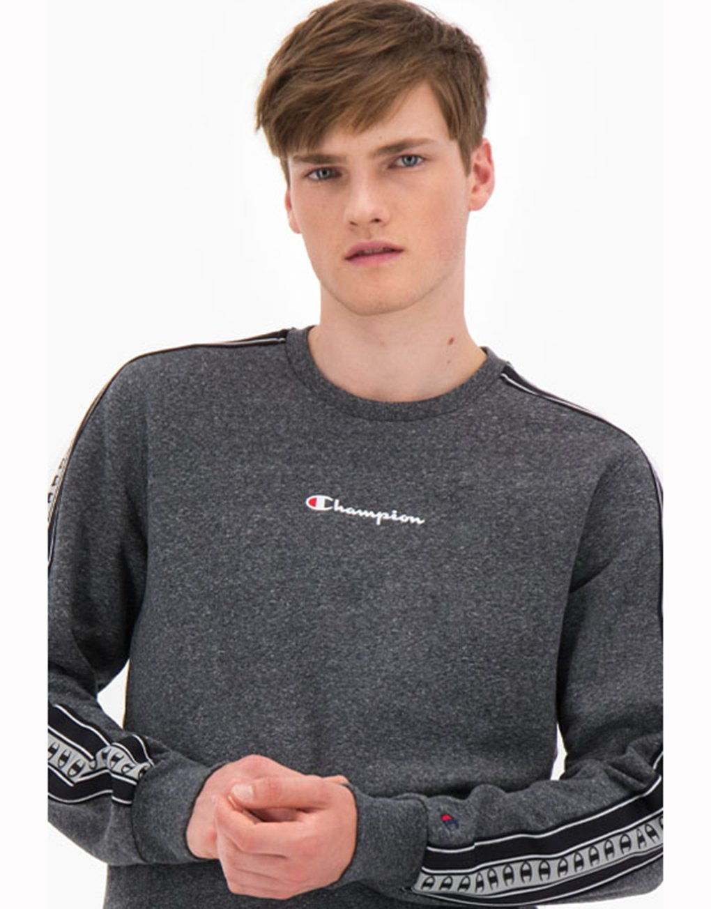 Champion Stripe C Logo Tape Cotton Terry Sweatshirt Levere
