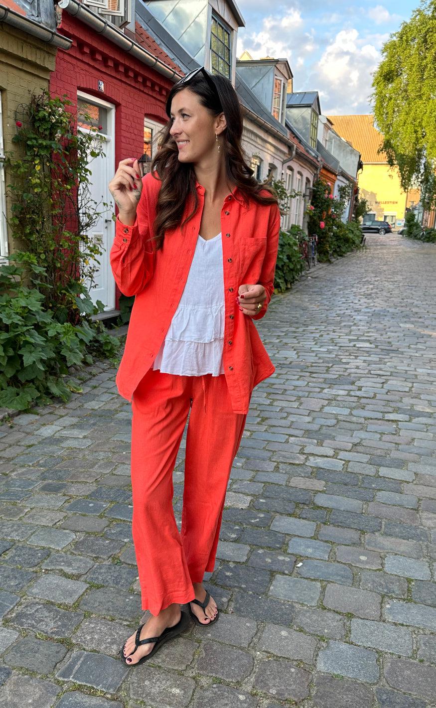 Freequent Bukser - Lava Ankle - Hot Coral Online nu