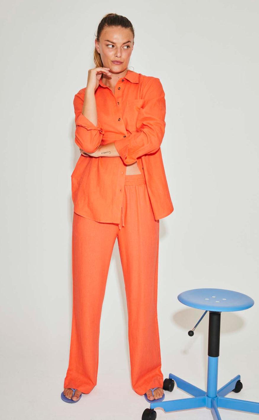 Freequent Bukser - Lava Ankle - Hot Coral Online nu
