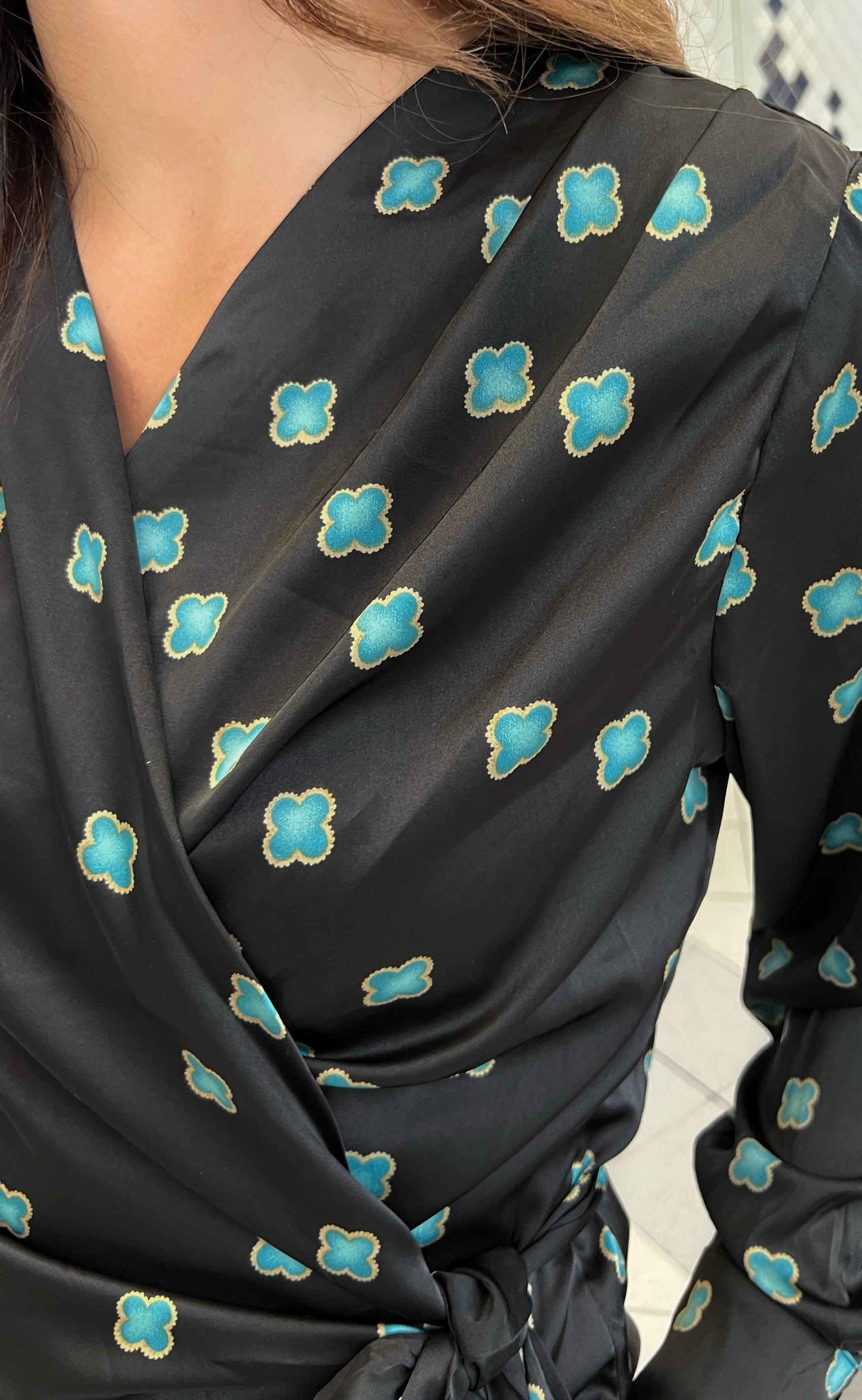 Say INA Copenhagen Bluse - Josse - Black/ Turquoise Print