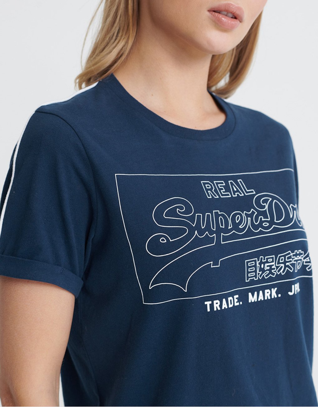 Superdry Lady Vintage Logo Outline Piping Boxy T-Shirt