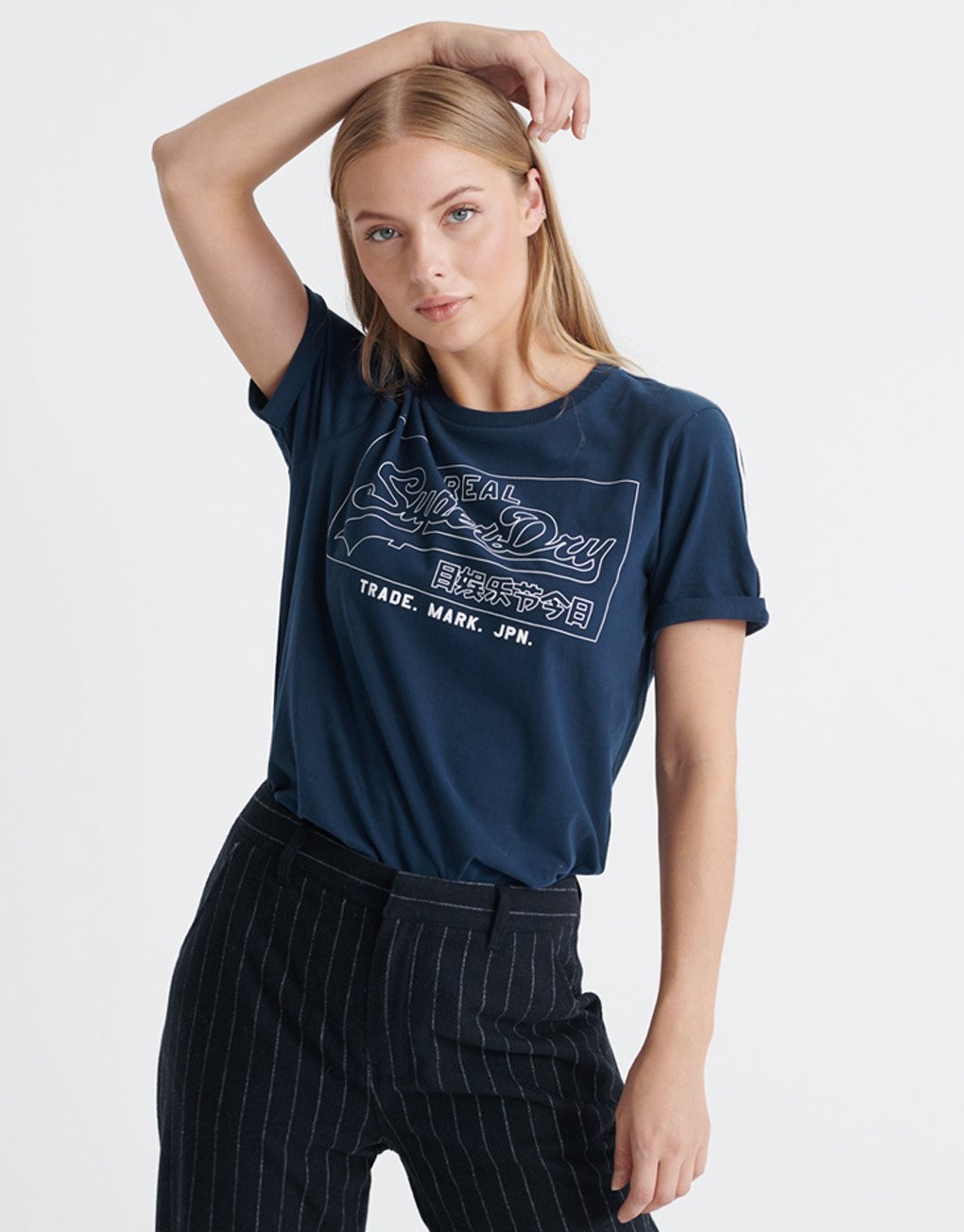 Superdry Lady Vintage Logo Outline Piping Boxy T-Shirt