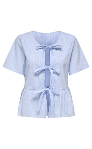JDY Top - Mio - Cashmere Blue/Small White Stripes