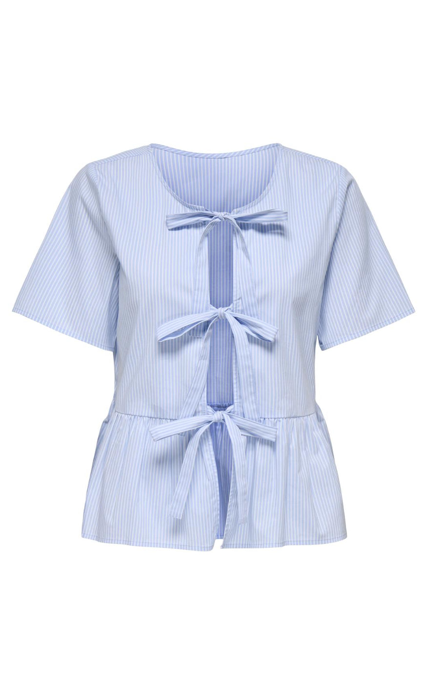 JDY Top - Mio - Cashmere Blue/Small White Stripes