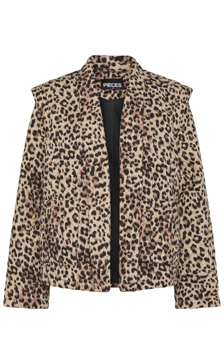 Pieces Jakke - Saroline - Tannin w. Leopard Levere