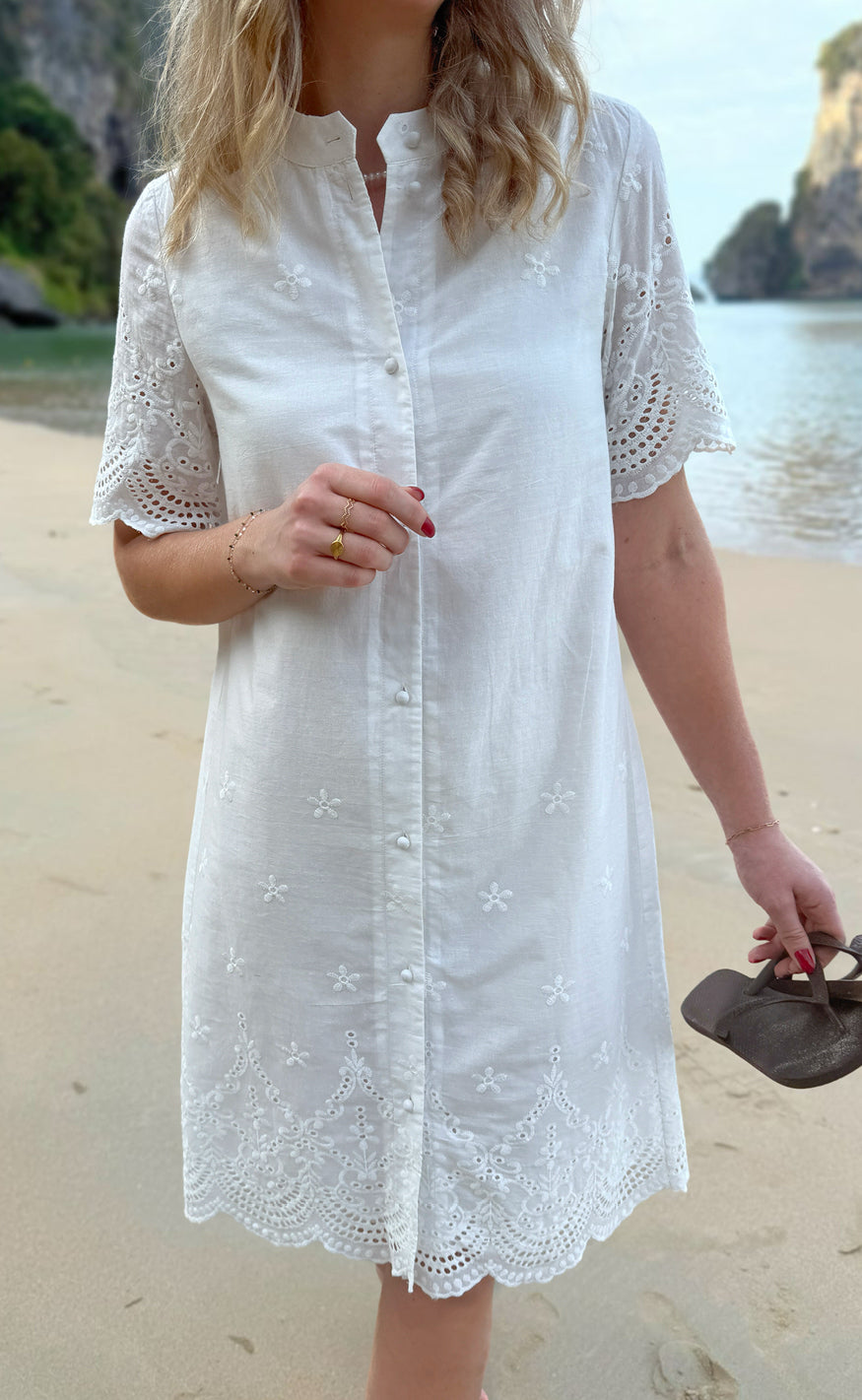 Say INA Copenhagen Kjole - Claudia - White Broderie Anglaise på udsalg
