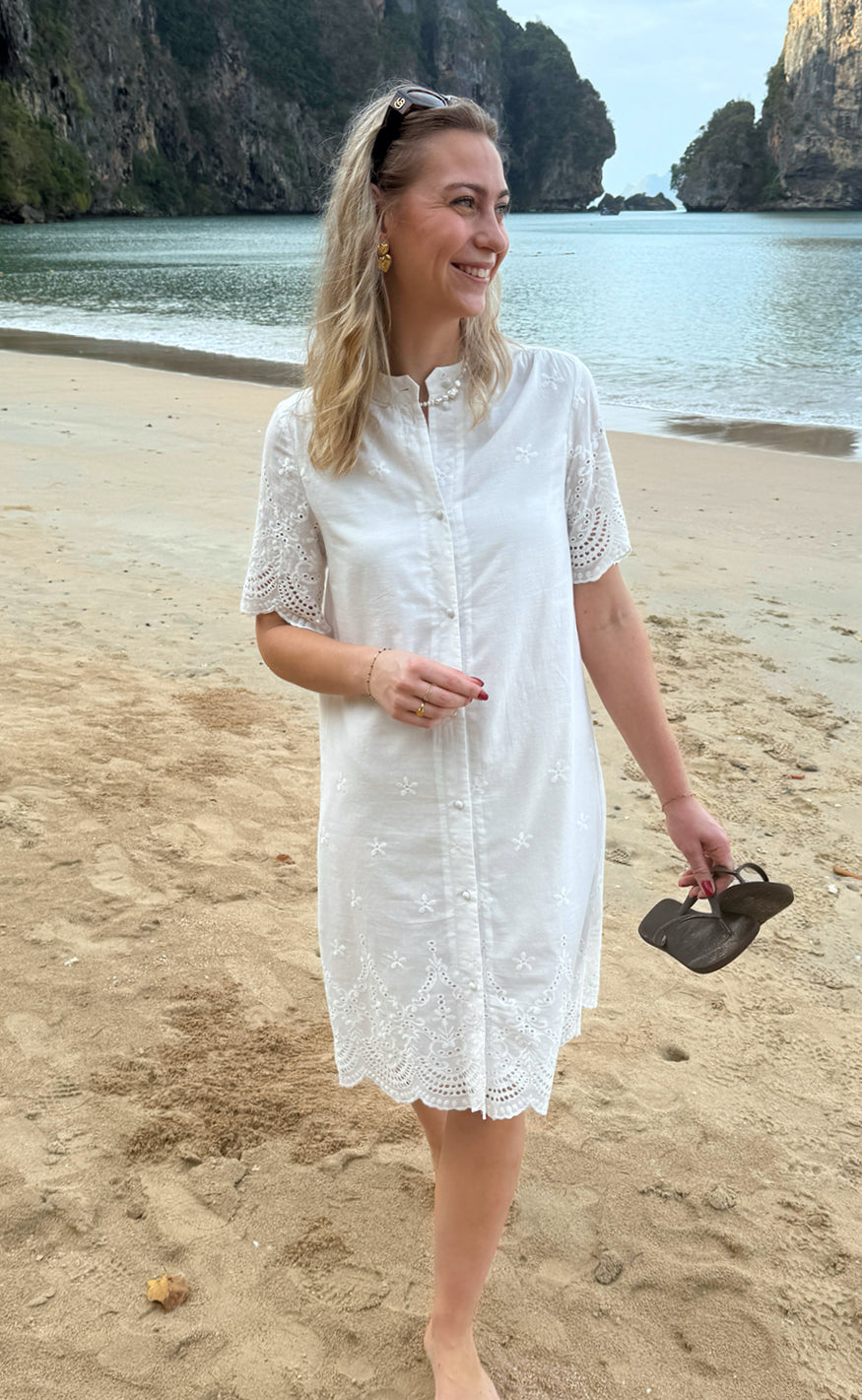 Say INA Copenhagen Kjole - Claudia - White Broderie Anglaise på udsalg