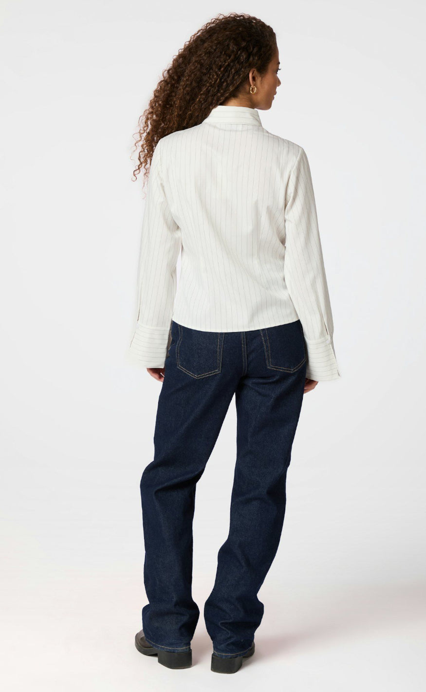 Neo Noir Skjorte - Rosa Pinstripe - White Online Hot Salg
