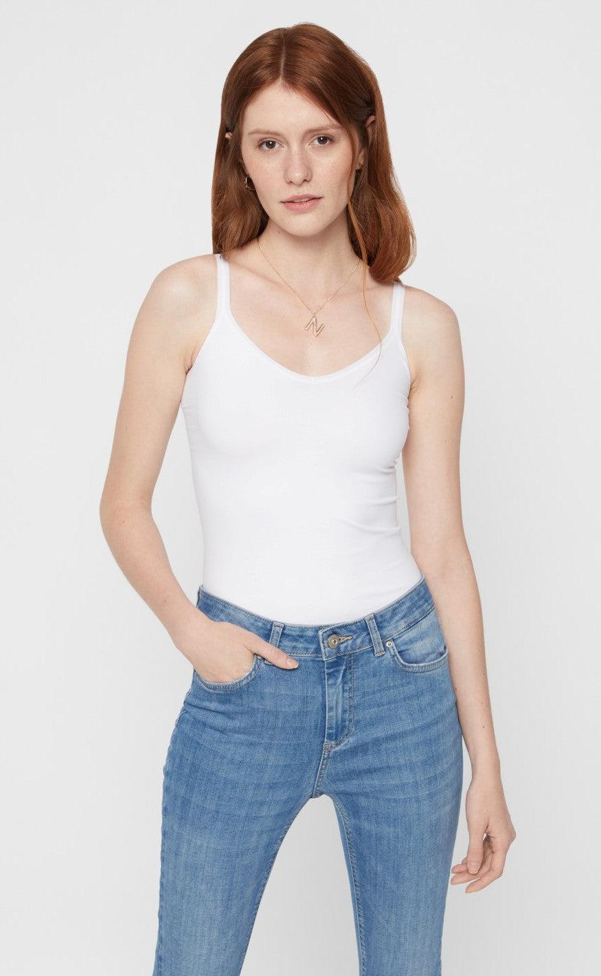 Pieces Top - Plain - White Online salg