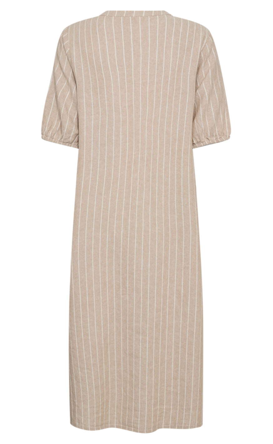 Freequent Kjole - Lava - Sand Melange w. Star Off-white Online Hot Salg