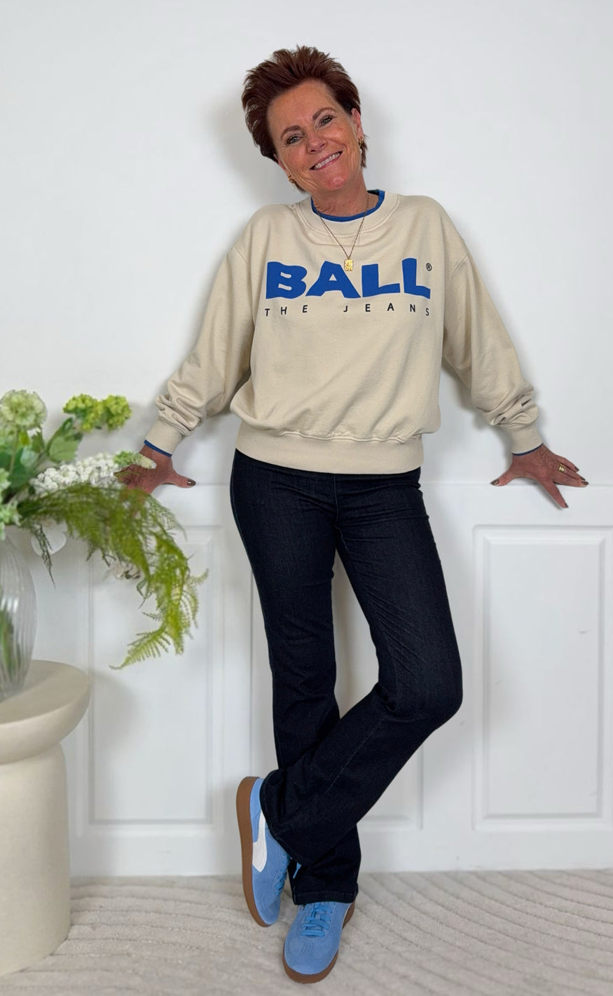 BALL Original Sweatshirt - Simona - Birch w. Olympia Blue