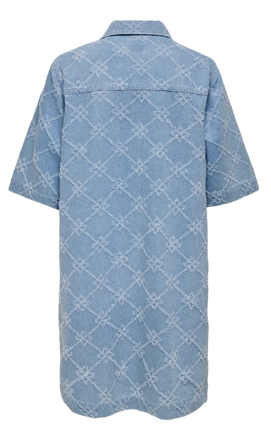 ONLY Kjole - Belle Print - Light Blue Denim Online nu