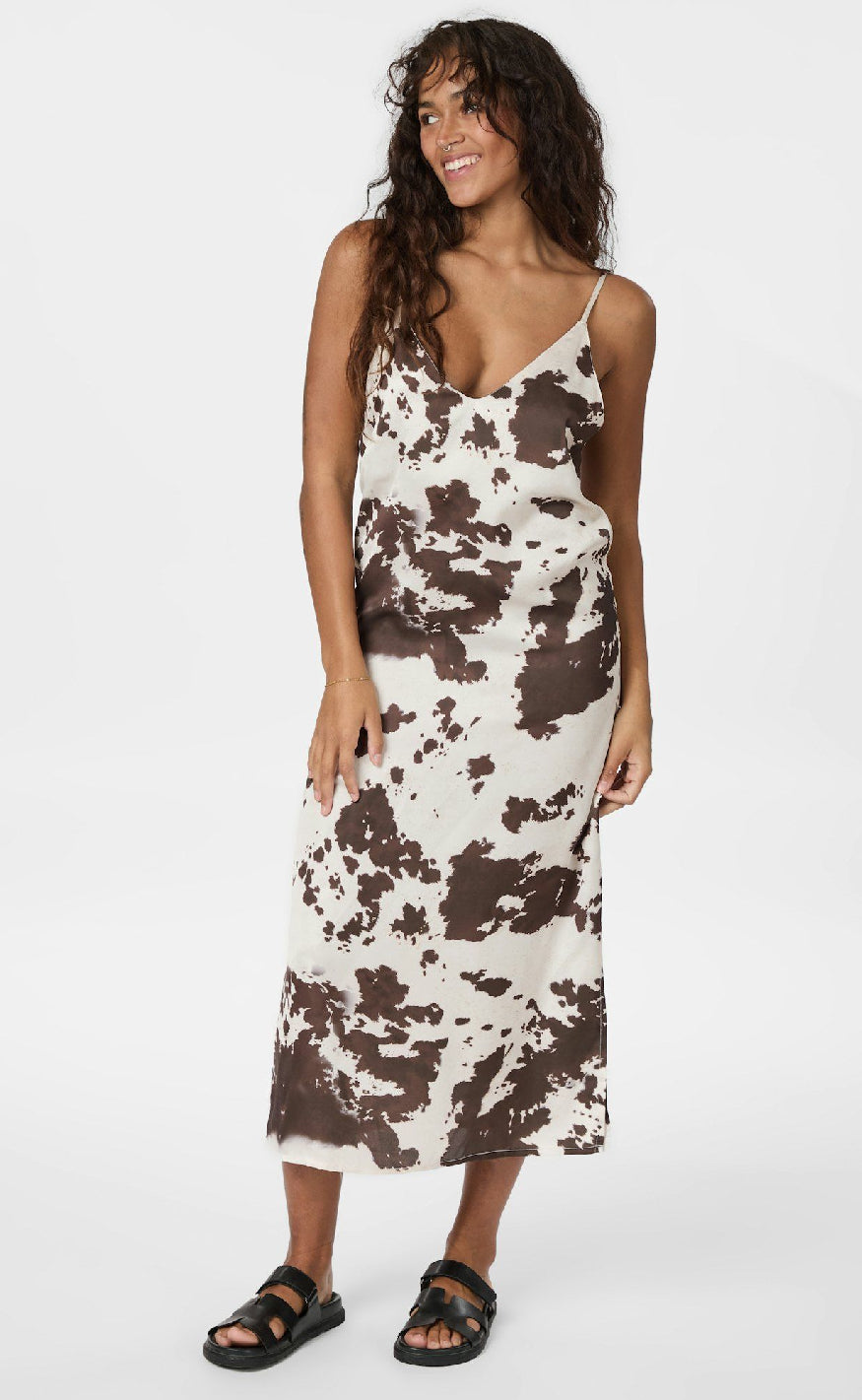 Neo Noir Kjole - Kamran Cow Print - Brown