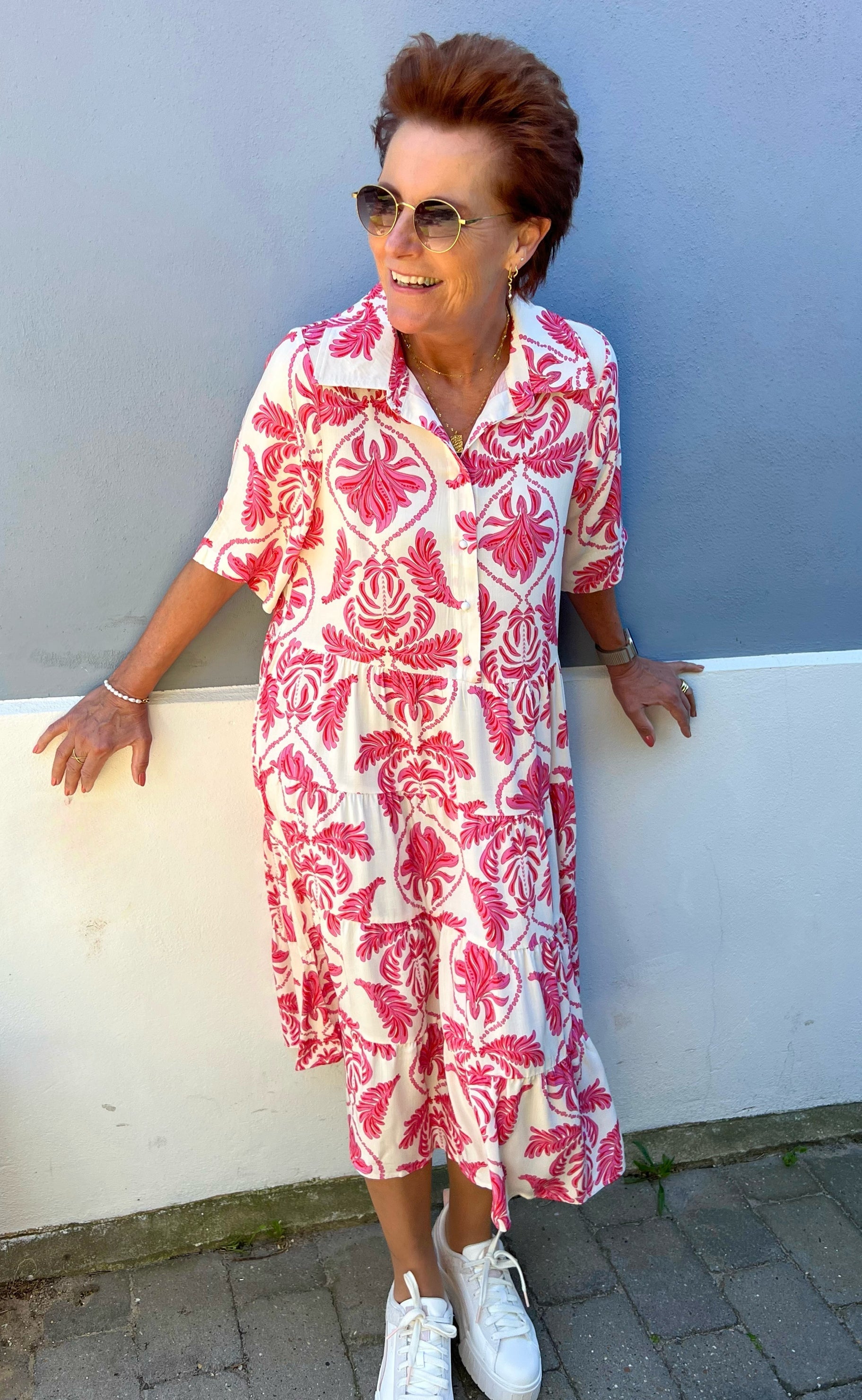 Say INA Copenhagen Kjole - Karla - White / Pink Paisley