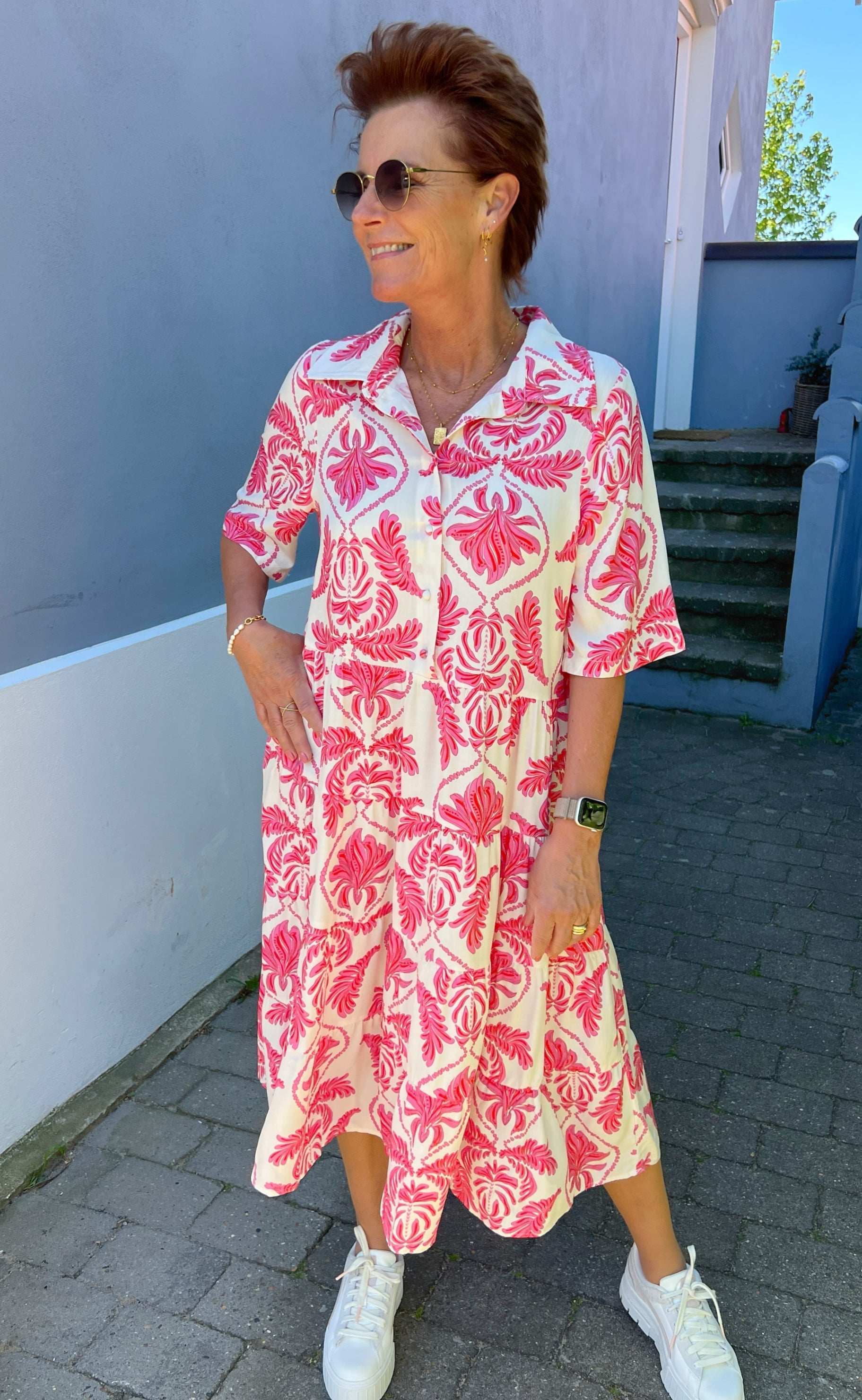 Say INA Copenhagen Kjole - Karla - White / Pink Paisley
