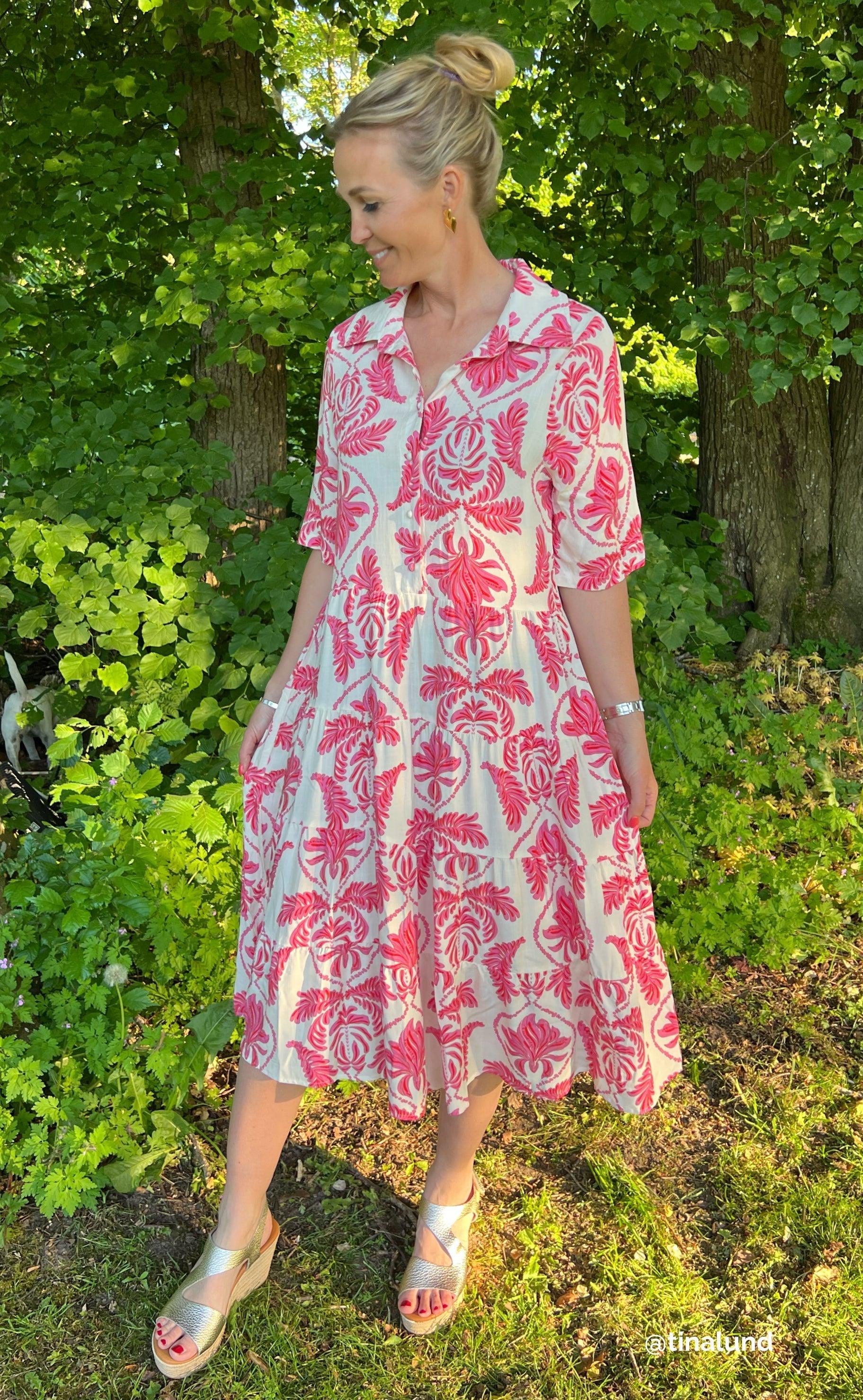 Say INA Copenhagen Kjole - Karla - White / Pink Paisley