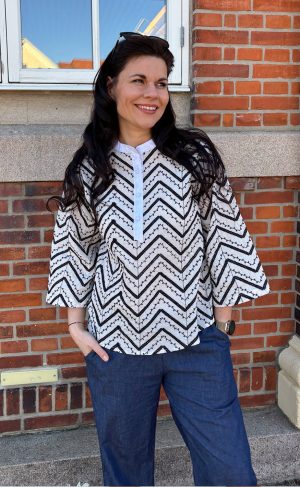 Say INA Copenhagen Skjorte - Zara Zig Zag - White W. Black