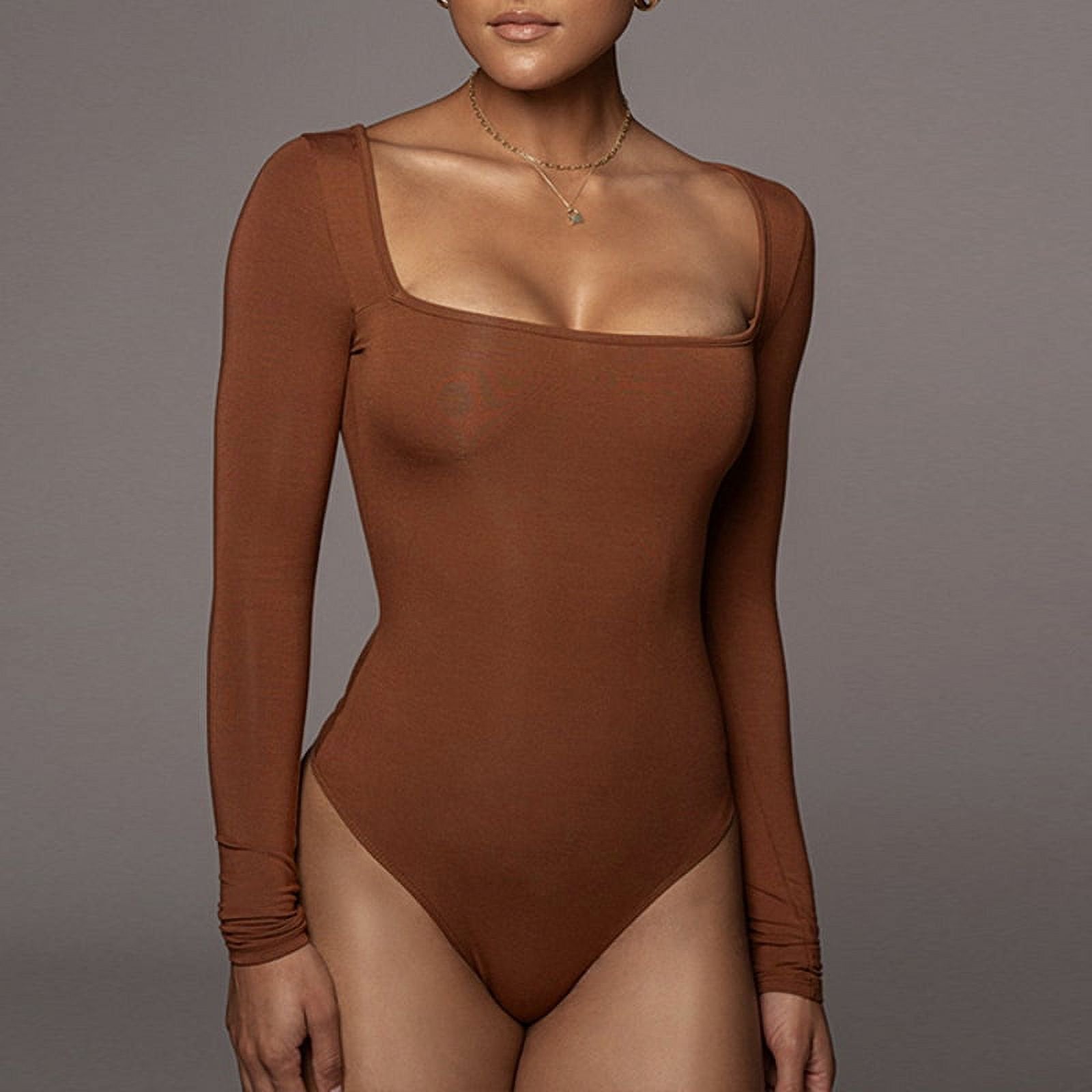 Langærmet Jumpsuit med firkantet hals Udsalg