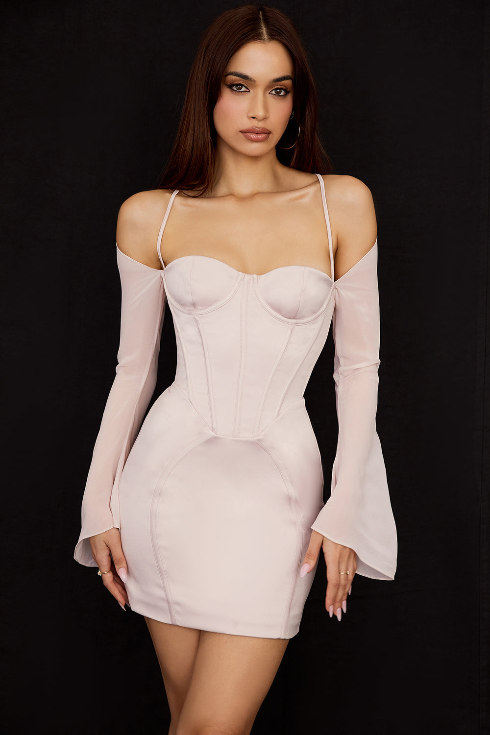 Krystal satin korset mini kjole