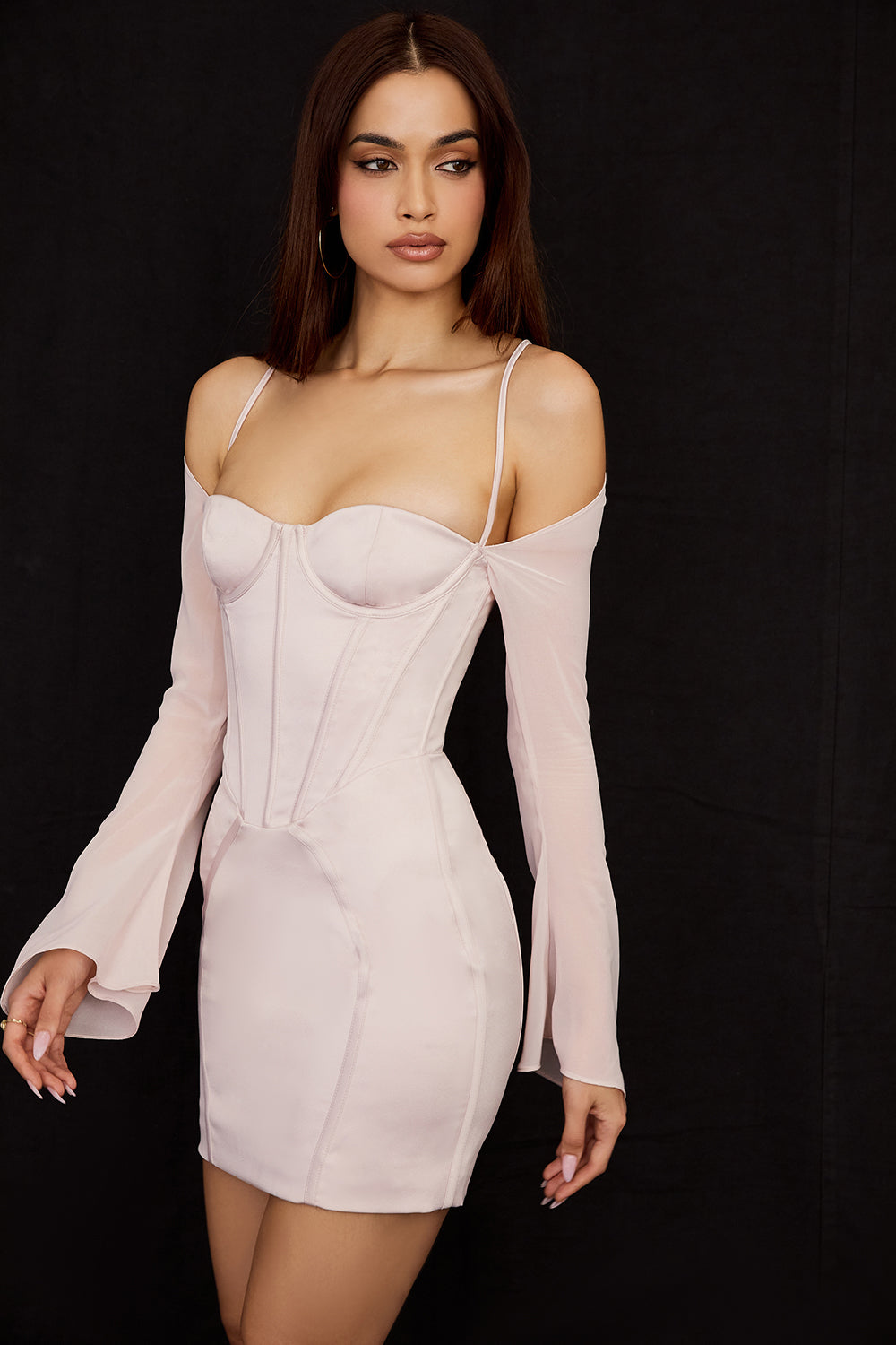 Krystal satin korset mini kjole