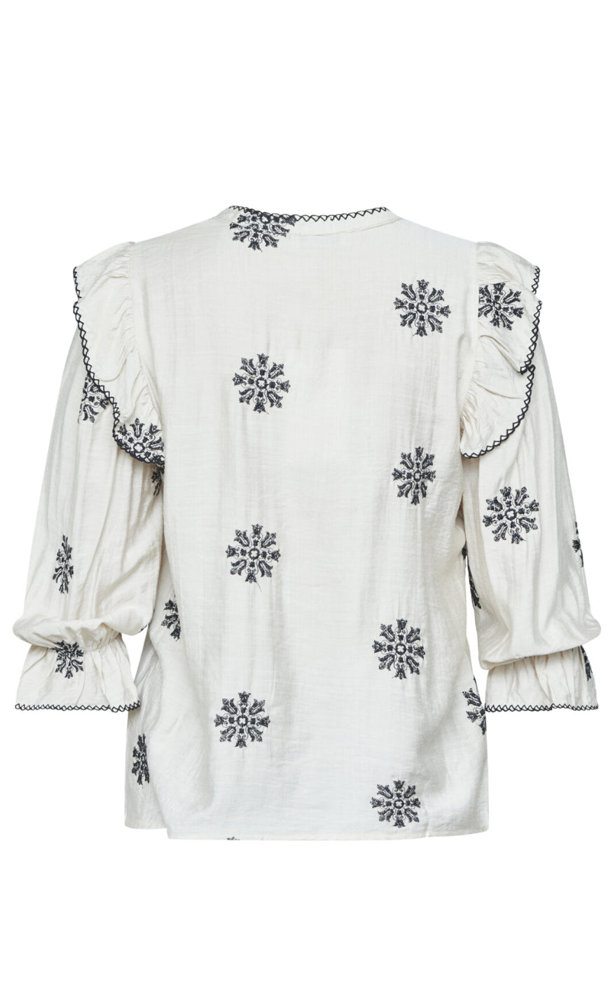 Love & Divine Skjorte - Love1347 - Bamboo/Black Flower Online Hot Salg