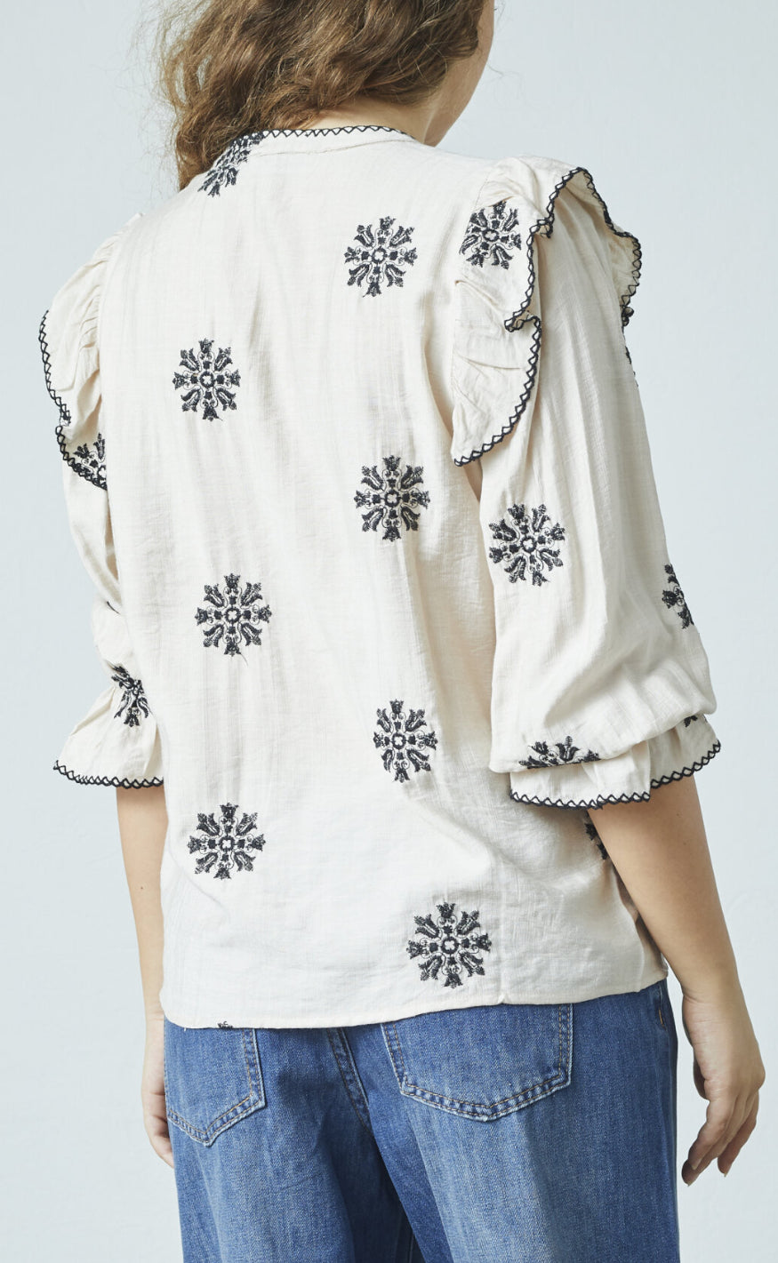 Love & Divine Skjorte - Love1347 - Bamboo/Black Flower Online Hot Salg
