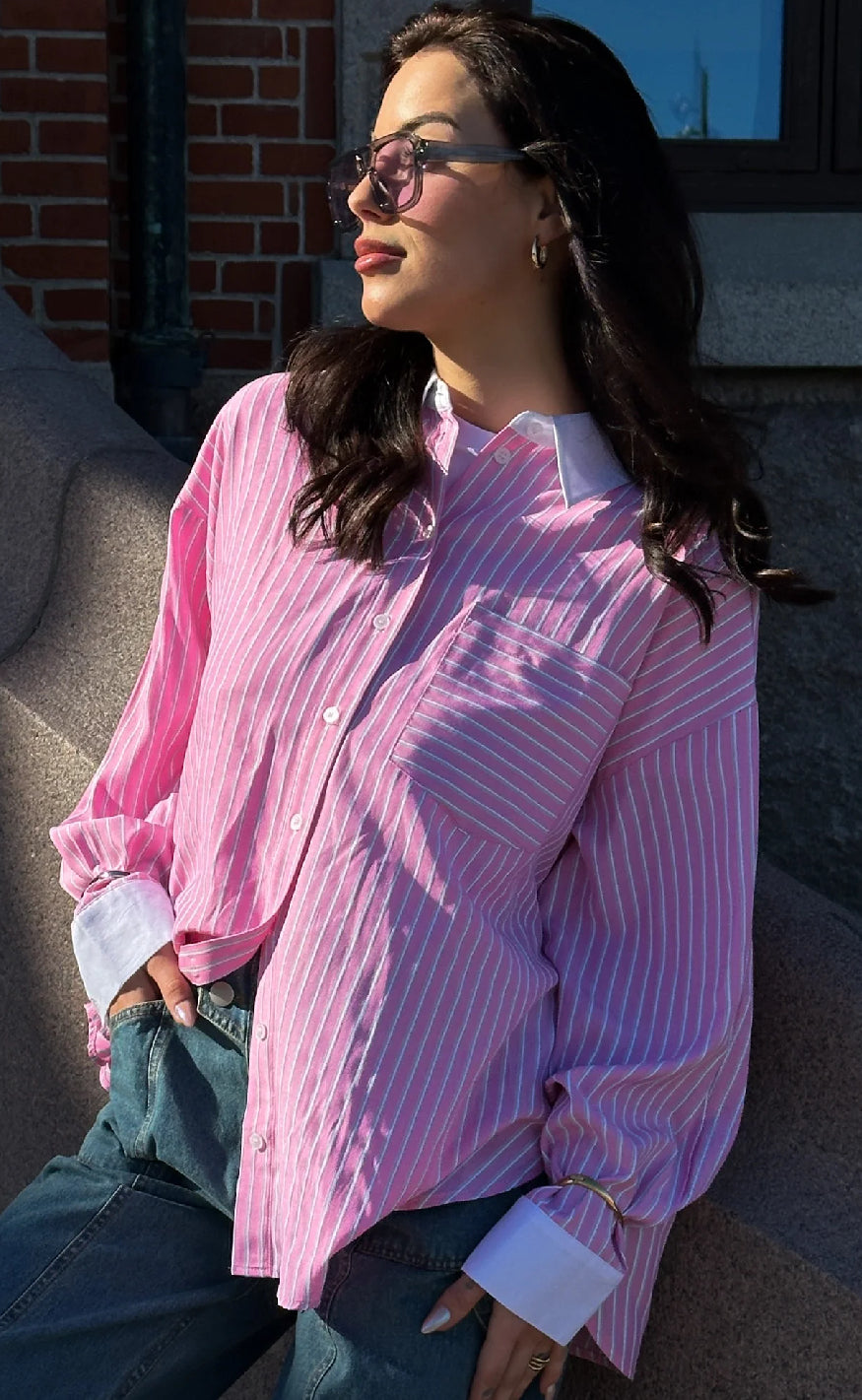 Noella Skjorte - Lakelynn - Carsyn Pink Stripe