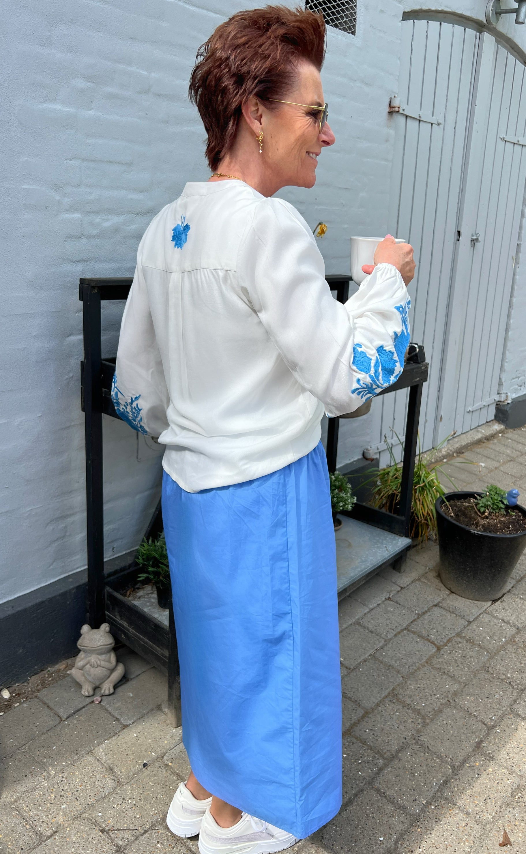 Say INA Copenhagen Bluse - Molly - Off White w. Blue