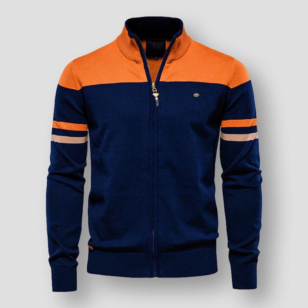 Strikket cardigan med lynlås og lange ærmer