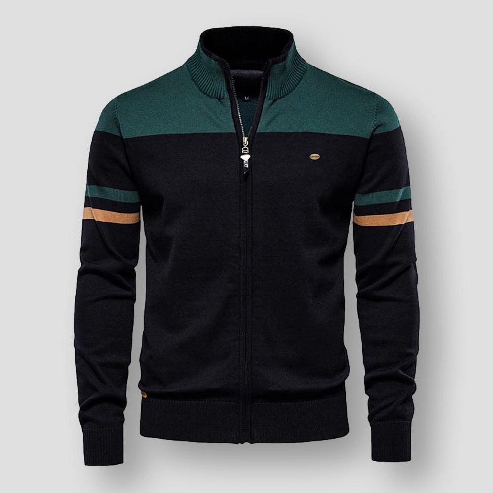 Strikket cardigan med lynlås og lange ærmer