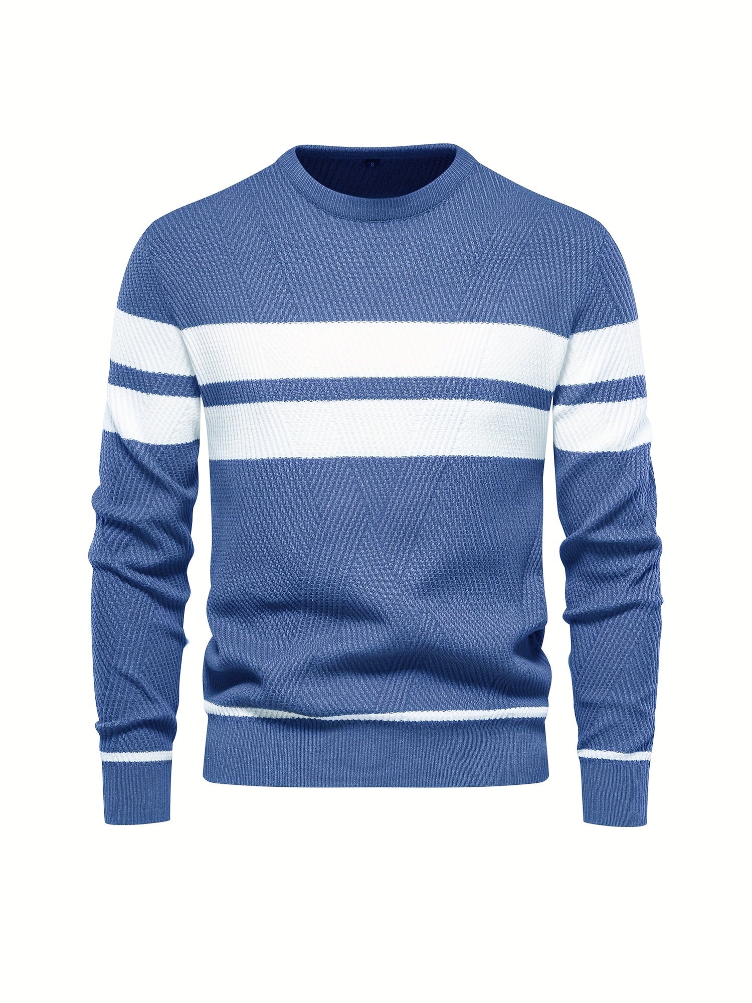 Strikket sweater med stribet mønster til herrer Online salg