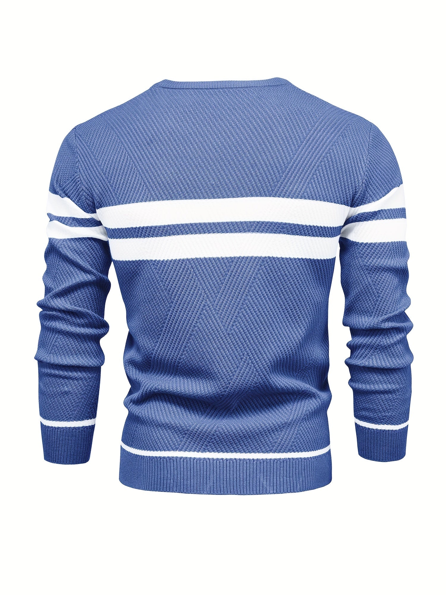 Strikket sweater med stribet mønster til herrer Online salg