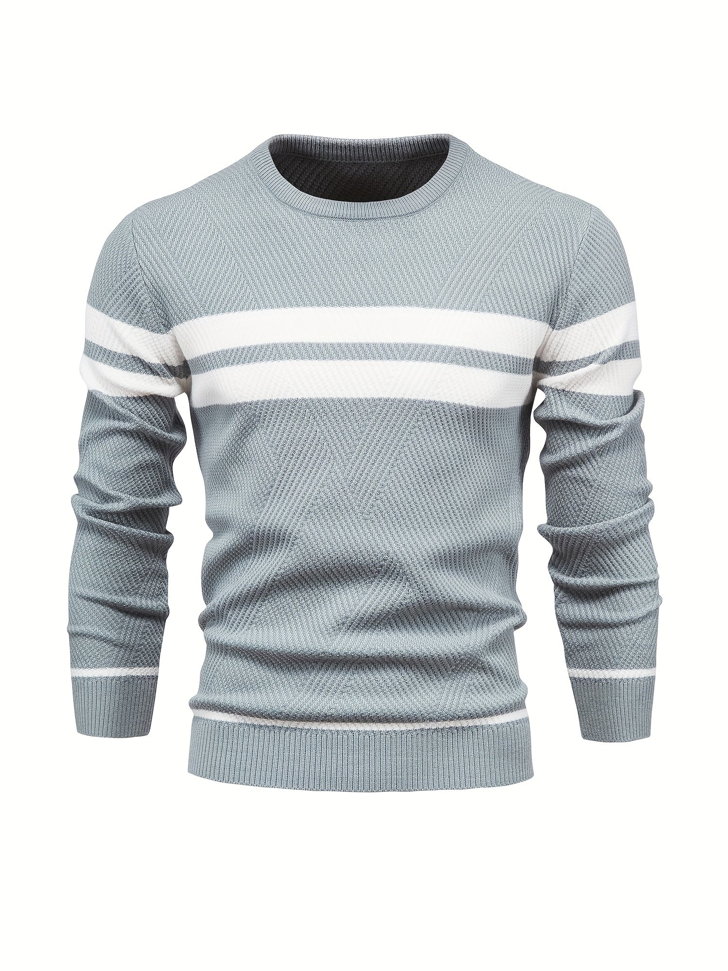 Strikket sweater med stribet mønster til herrer Online salg