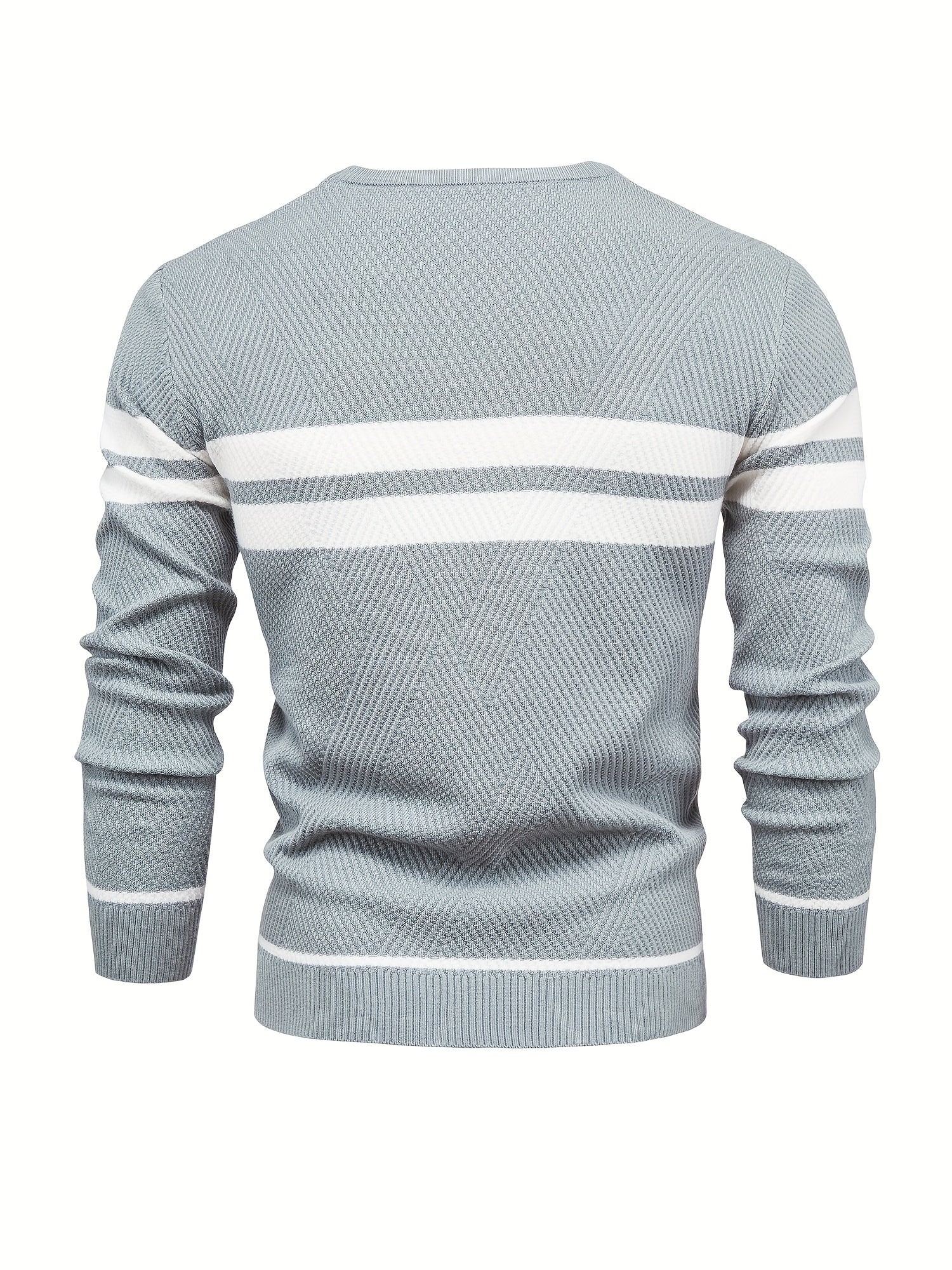 Strikket sweater med stribet mønster til herrer Online salg