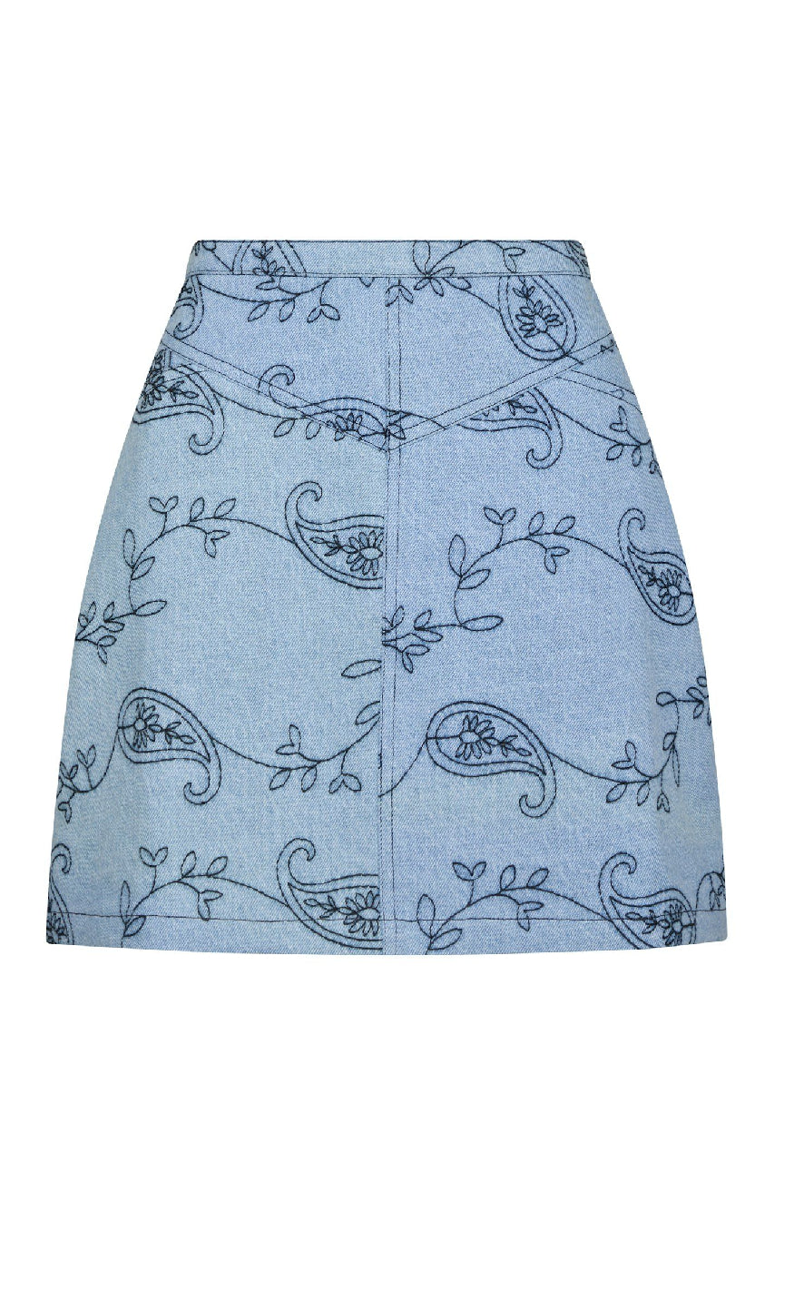 Neo Noir Nederdel - Gabani Embrodiery - Blue