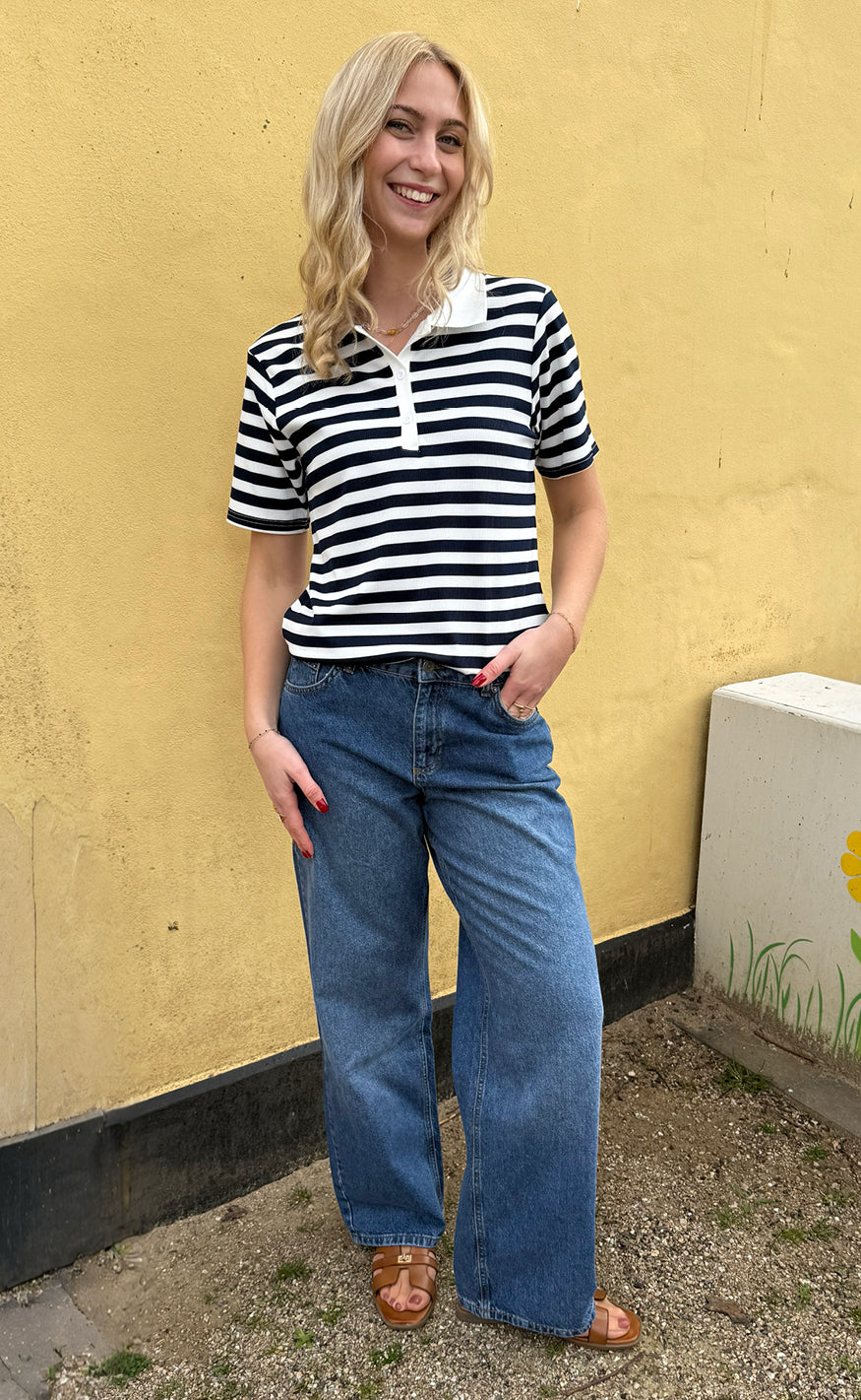 Say INA Copenhagen Polo T-Shirt - Pamela Summer - Navy Striped Online Hot Salg