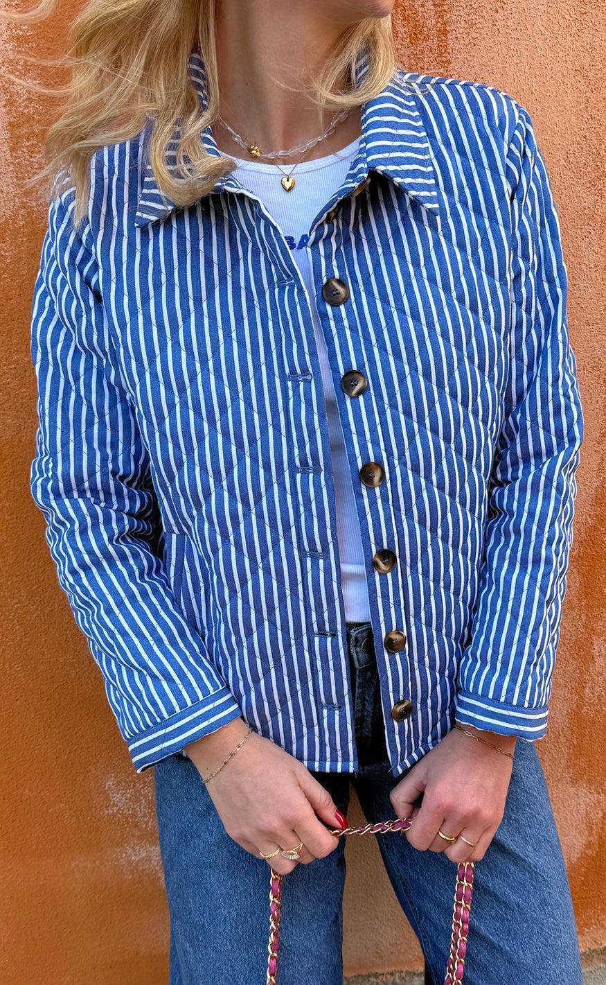 Say INA Copenhagen Quiltet Jakke - Elvira - Blue Striped