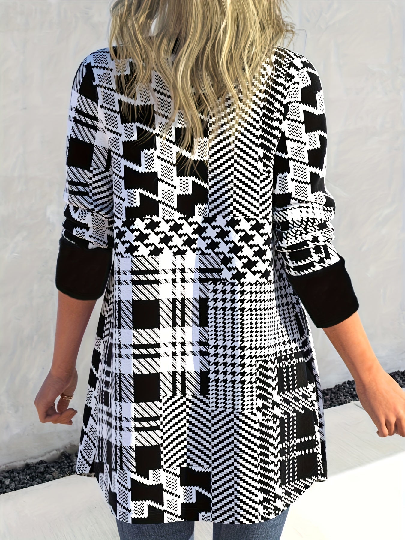 Cardigan med geometrisk mønster