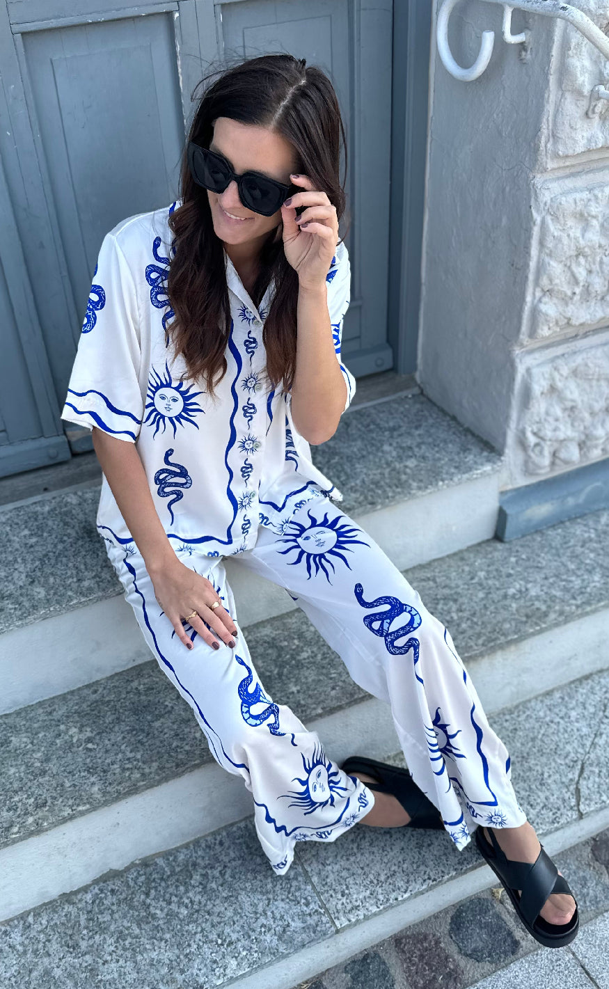 Noella Bukser - Kimona - Chana Blue Print Online Hot Salg