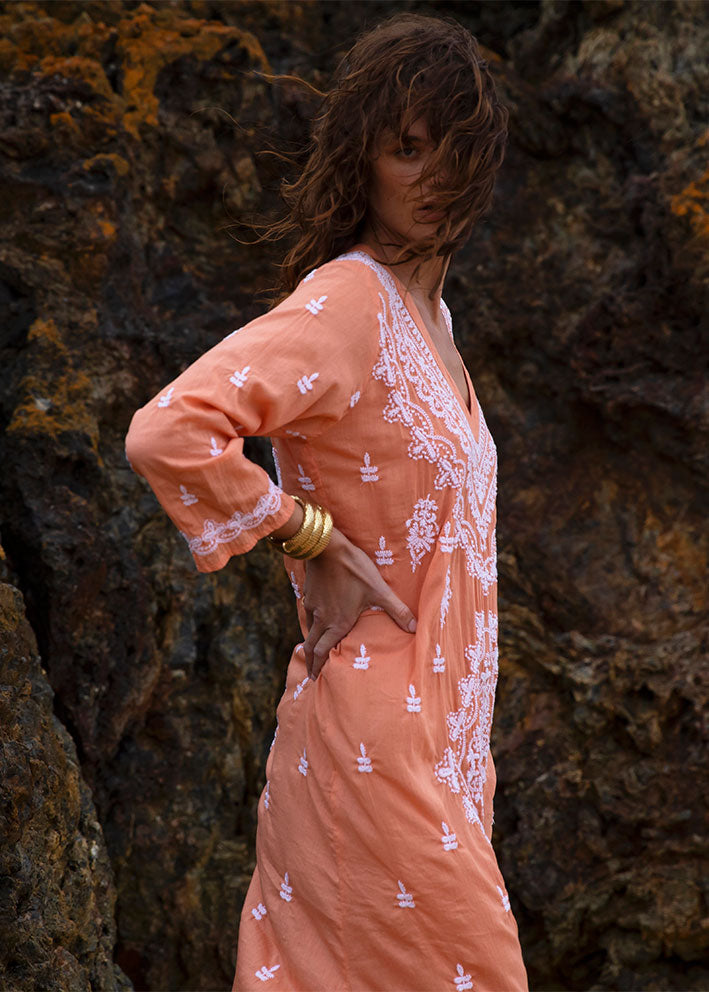 One Season Long Goa Kjole - Clay/White Online