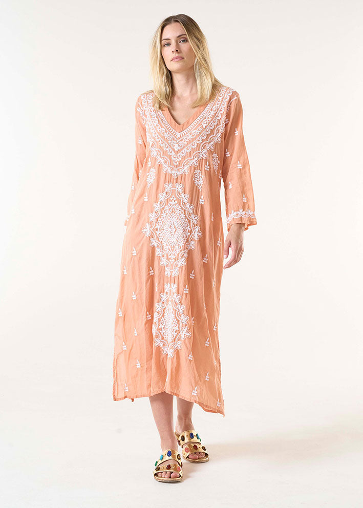 One Season Long Goa Kjole - Clay/White Online