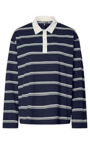 Pieces Bluse - Sadie - Maritime Blue/Cloud Dancer Mode