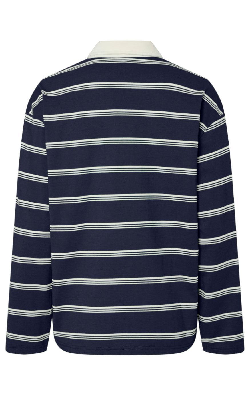 Pieces Bluse - Sadie - Maritime Blue/Cloud Dancer Mode