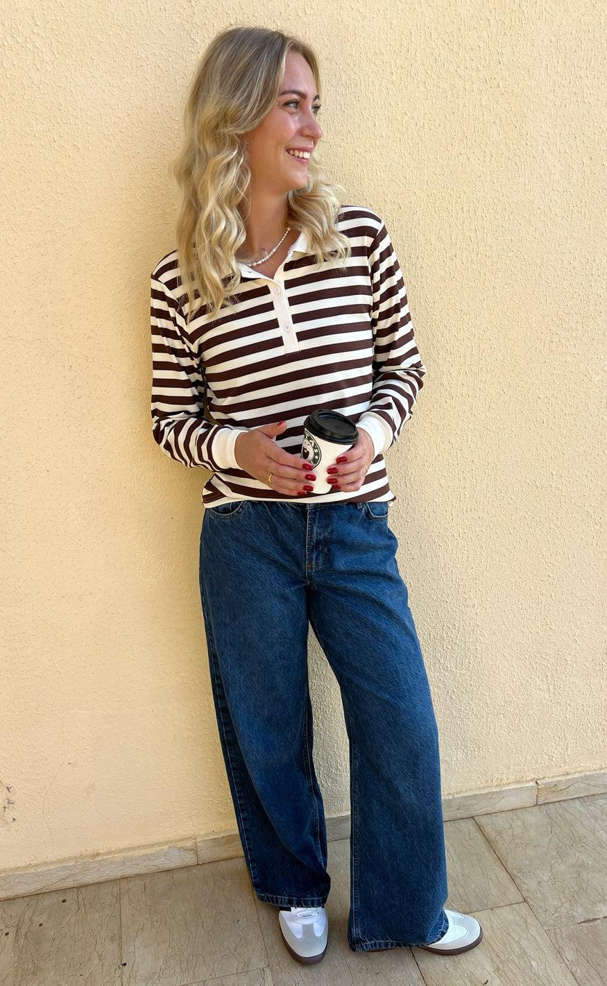 Say INA Copenhagen Polo / Bluse - Pamela - Brown Striped