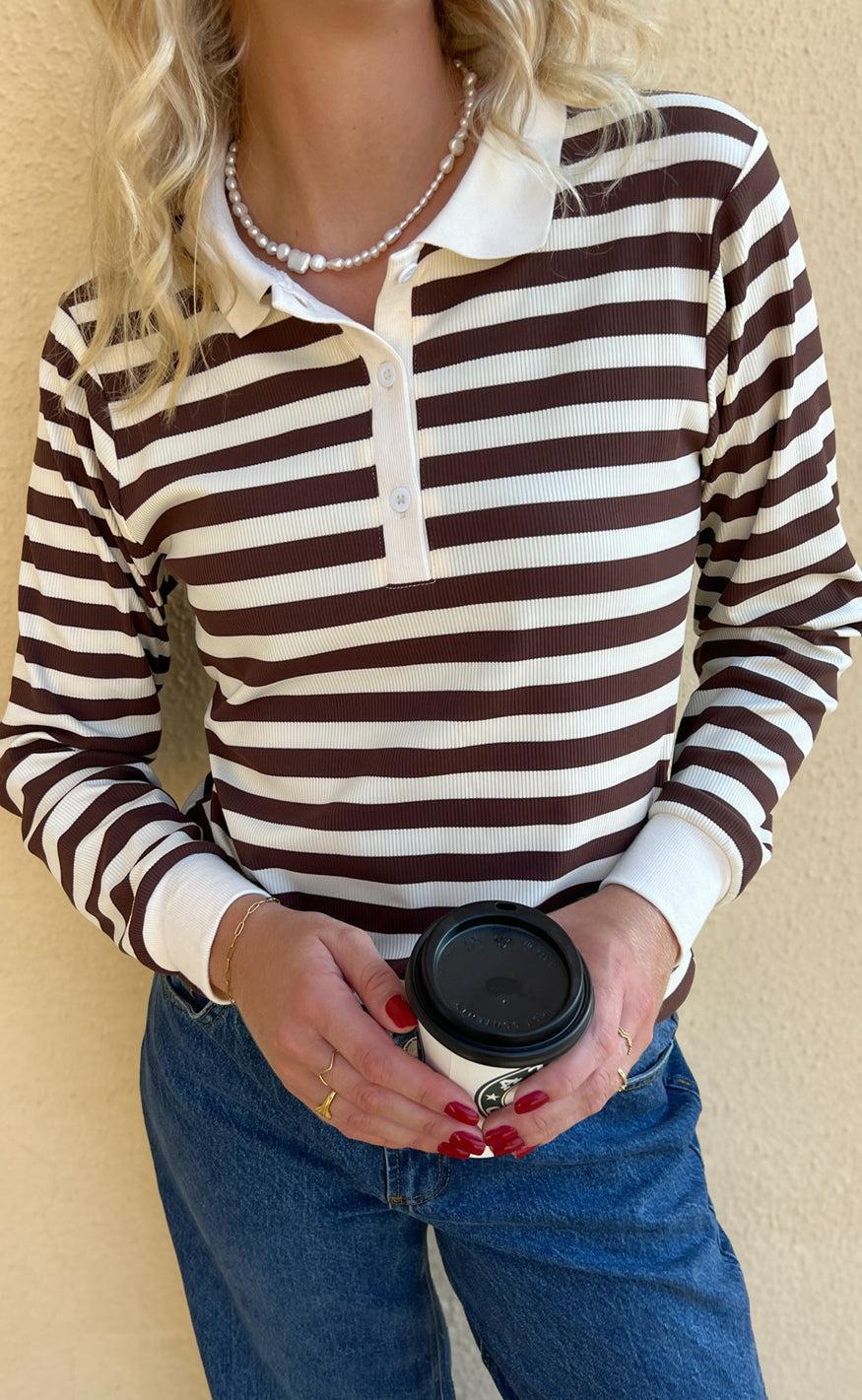 Say INA Copenhagen Polo / Bluse - Pamela - Brown Striped