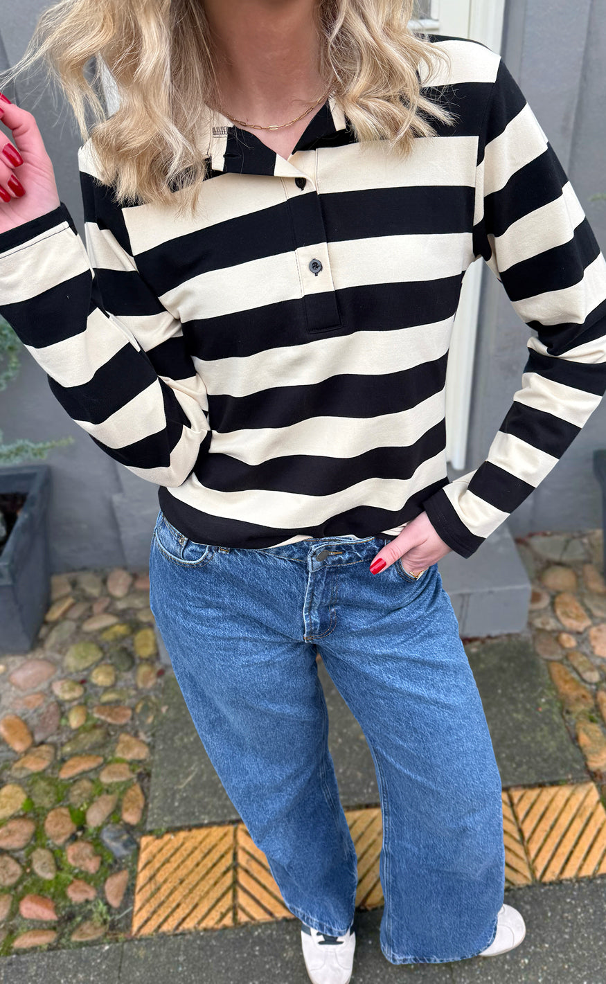 Say INA Copenhagen Polo - Olivia - Black / Beige Levere