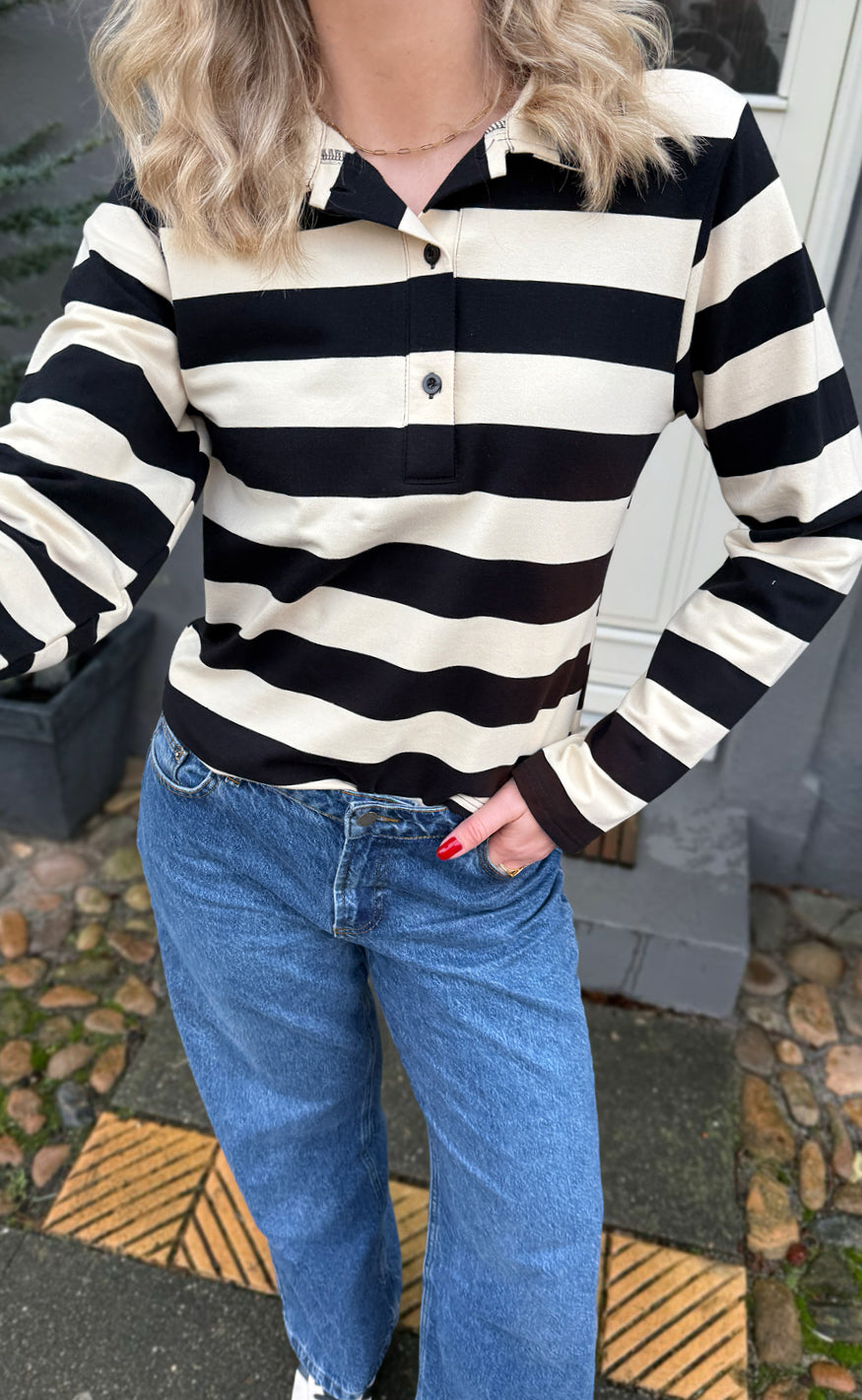 Say INA Copenhagen Polo - Olivia - Black / Beige Levere