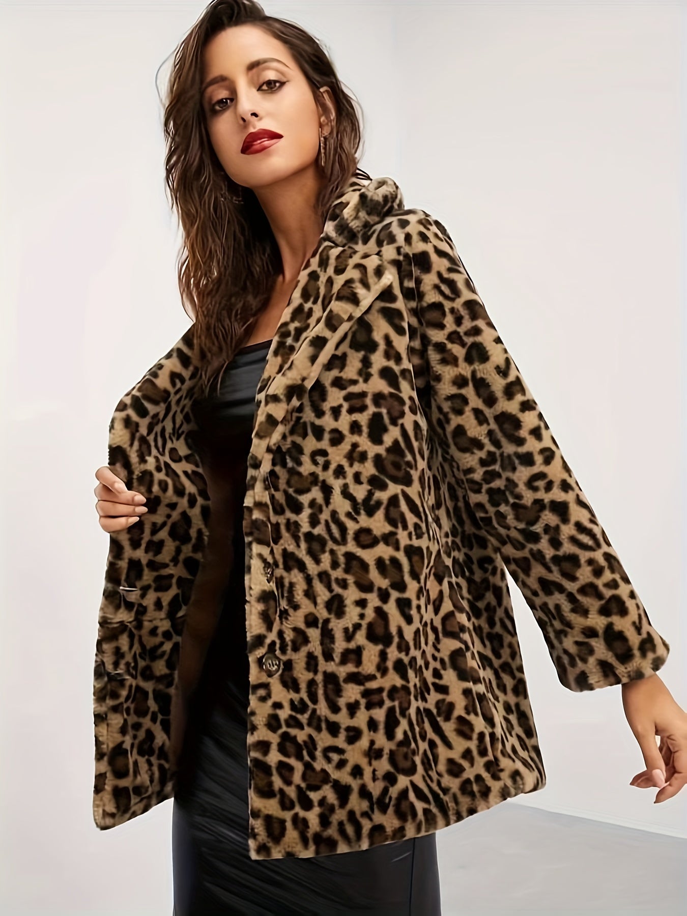 Blød jakke med leopardprint